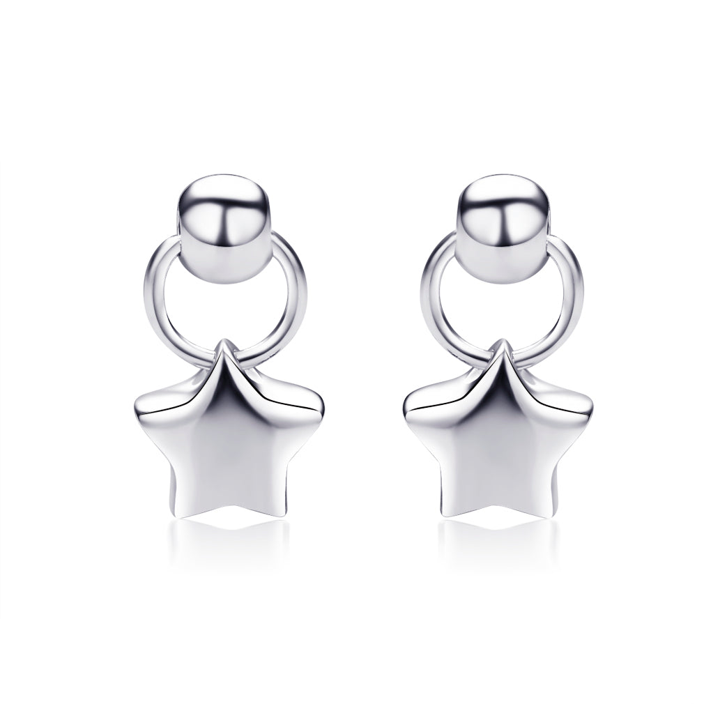 Star Pendant Drop Stud Earrings