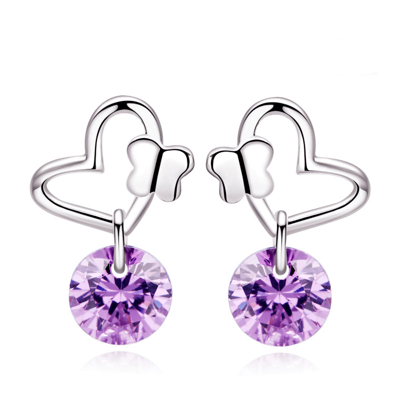 Butterfly on Heart Drop Earrings