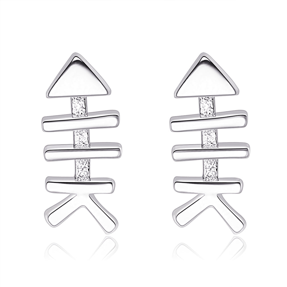 Fish Bone Stud Earrings